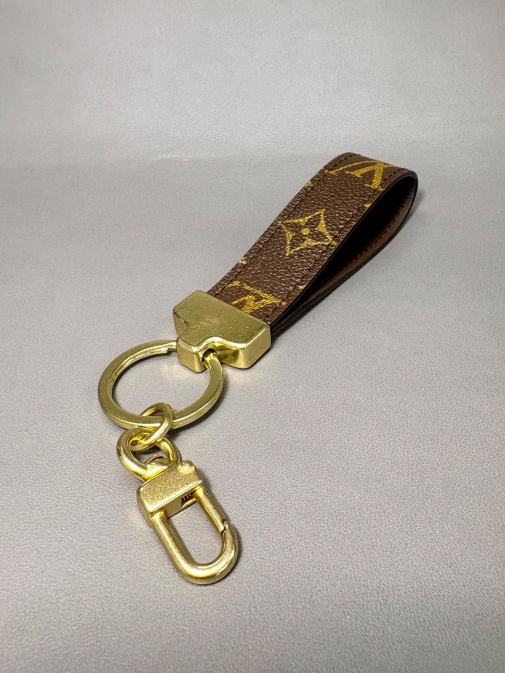 LV Canvas, Leather & Brass Keychain Bag Charm - Picture 2 of 4